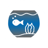 Symbolzeichnung eines Aquariums mit Fisch